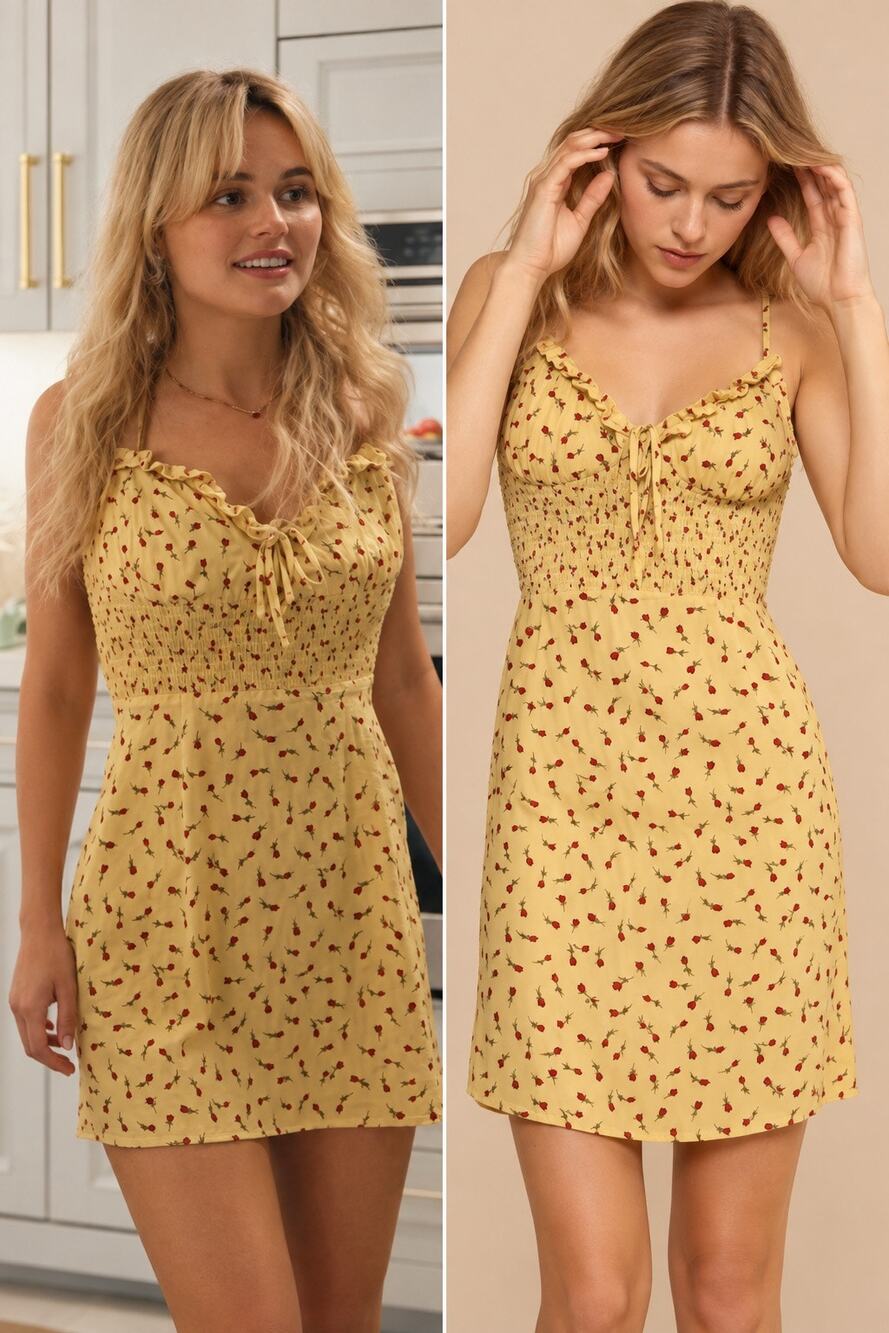 Rouje yellow cherry-print andria mini dress FR36/US4